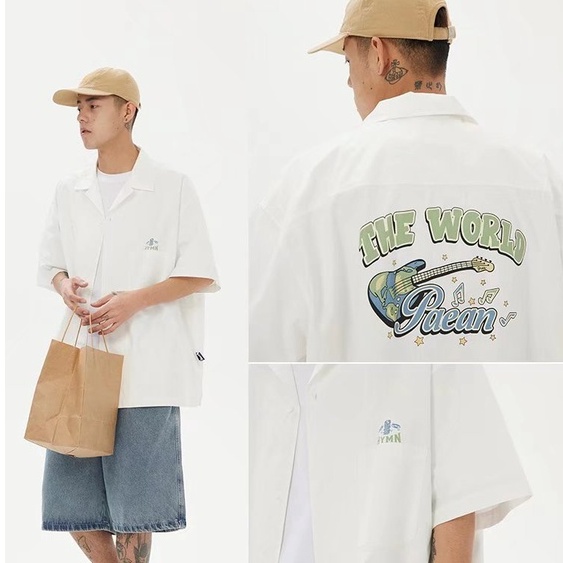 Áo Sơ Mi Nam Tay Ngắn In Họa Tiết Thời Trang Hàn Quốc bigsize áo phong rộng unisex simple tiếng Nhật áo thun tay lỡ form rộng