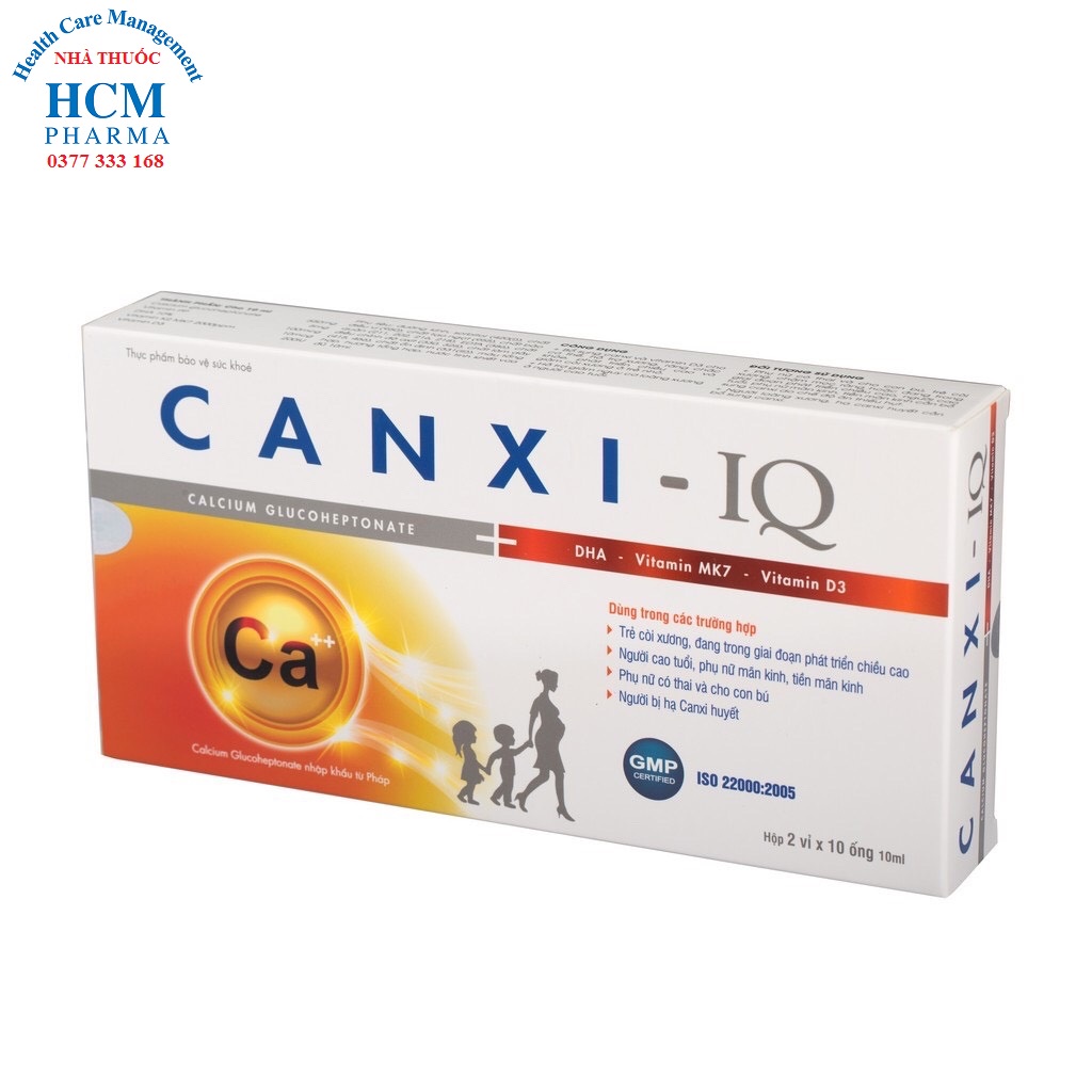 Canxi d3 k2 mk7 hữu cơ tăng chiều cao cho bé bà bầu phụ nữ người lớn CANXI-IQ dạng siro 20 ống 10ml BPC02