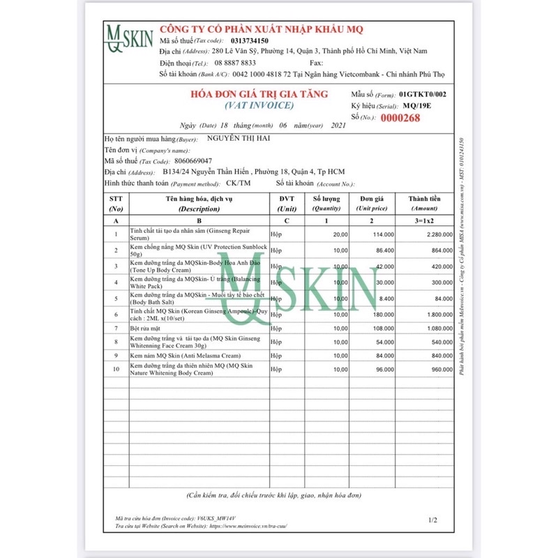 Combo bột rửa mặt nhân sâm MQ và bb cream MQ