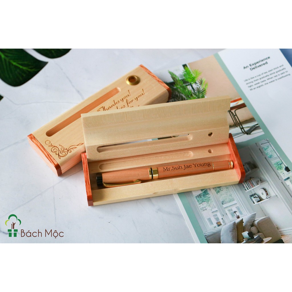 Sét hộp bút gỗ (khắc tên theo yêu cầu)