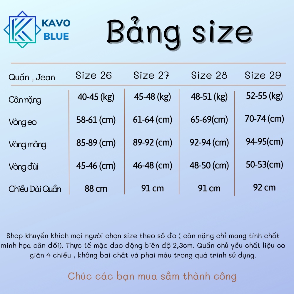 Quần Bò Nữ Ống Loe Nhẹ Màu Đen KAVO BLUE Lưng Cao Có Gấu Co Giãn 4 Chiều