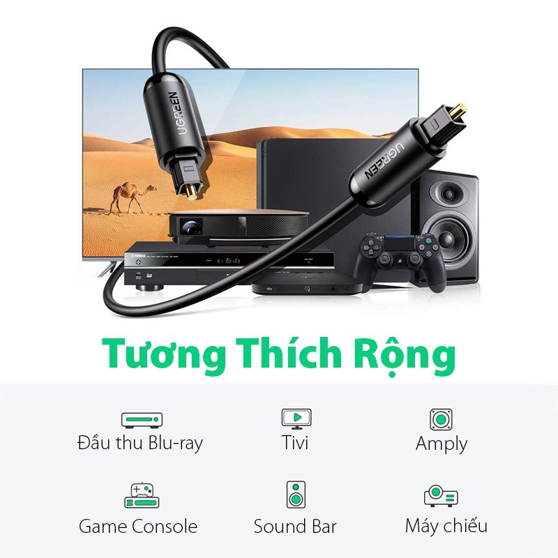 Dây Cáp Audio Quang Optical Toslink Dài 1,5M 2M 3M Ugreen 70891 70892 70893 - Chính Hãng