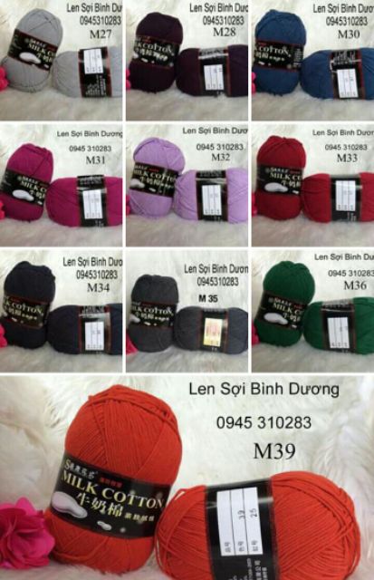 Len Cotton Milk 125g  Đan Móc Khăn, Áo, Nón, Thú Bông