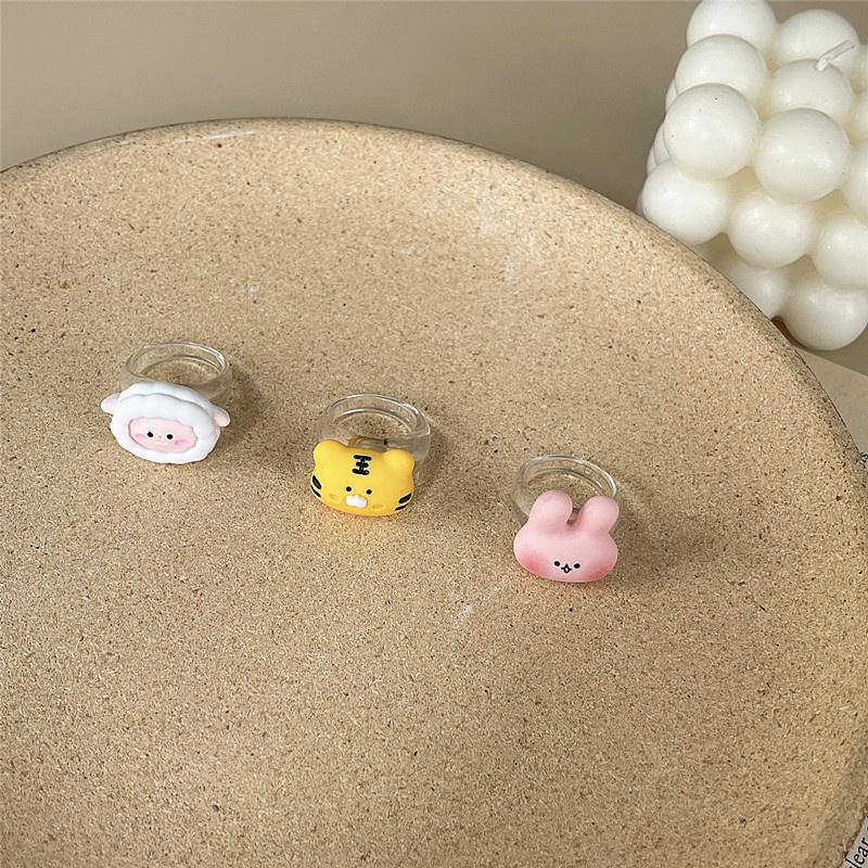 Nhẫn Nhựa Resin Mềm Mại Kiểu Hàn Quốc Họa Tiết Ếch Dễ Thương Cho Bé Gái 2022