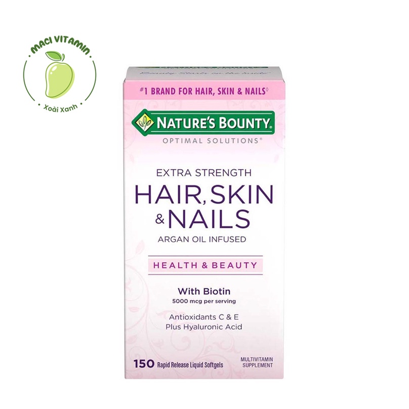 Viên Uống Đẹp Da Tóc Móng - Nature's Bounty OS - Hair Skin Nails 5000mg of Biotin - 150 viên