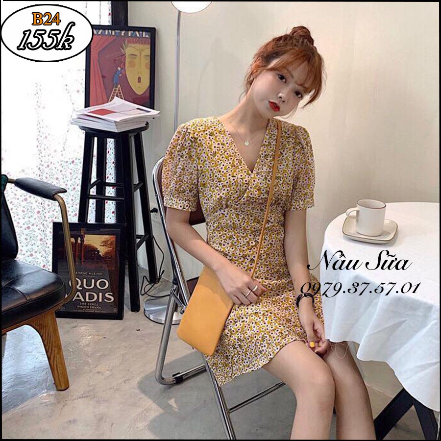 Đầm cổ V đắp chéo