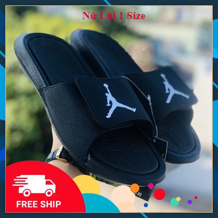 Dép jordan hydro ❤️FREESHIP + LÙI 1 Size + HỘP❤️ quai ngang bóng rổ nam nữ JD6 Full đen logo trắng