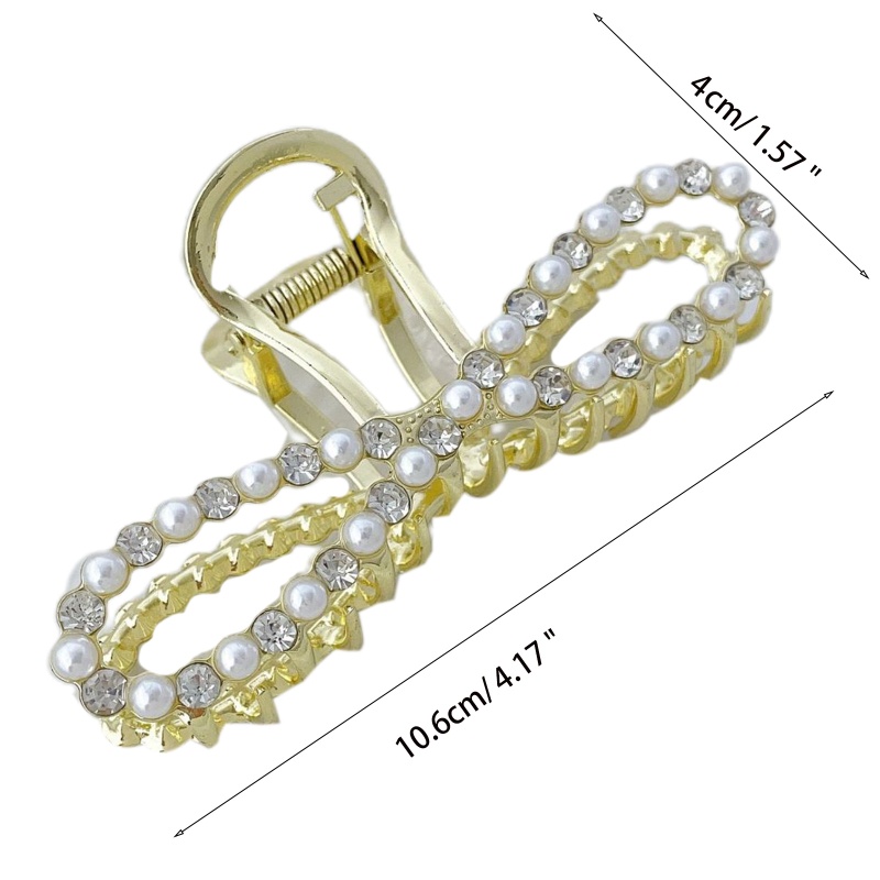 Kẹp Tóc Hình Nơ Đính Ngọc Trai Giả Bằng Hợp Kim Chống Trượt