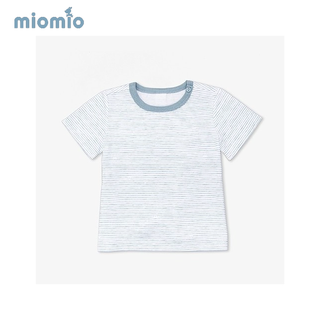 (MIOMIO_ HÈ) Áo nút vai tay ngắn cho bé sơ sinh (từ 3-24 tháng), 100% cotton_Hoạ tiết Sọc