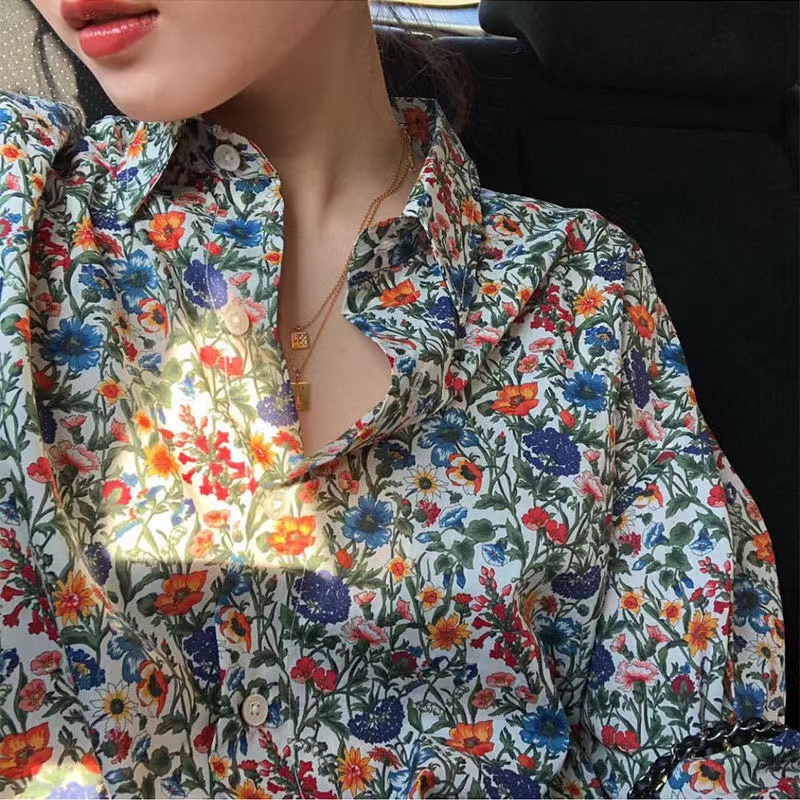 Áo Nữ Tay Dài In Hoa Phong Cách Hàn Quốc