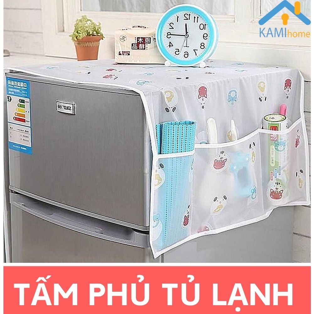 Tấm phủ tủ lạnh trang trí và chứa đồ chất liệu PEVA không thấm nước ít nhàu giảm bám bẩn mã 20061