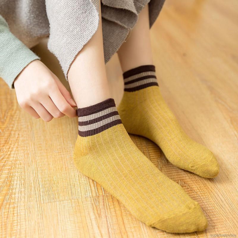 Women's Ankle Socks Korean Fashion Simple Short Striped Socks