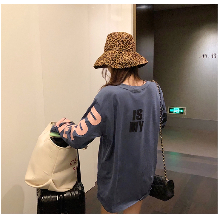 Áo thun nữ SUXI tay dài dáng rộng phong cách Hàn Quốc