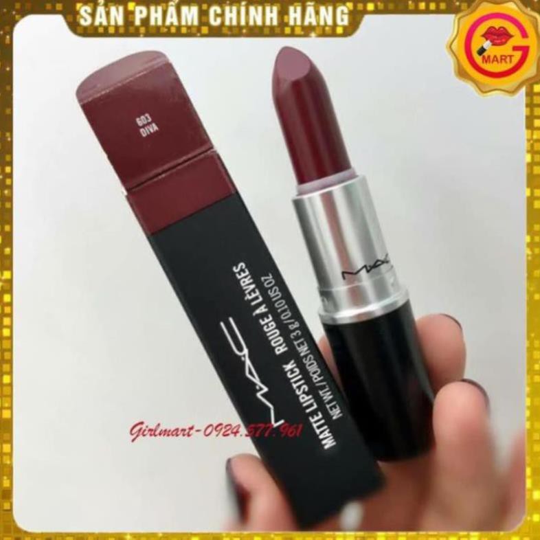 [SĂN SALE] Son MAC Matte Màu 603 Diva –  Tone Đỏ Rượu quý phái,sang trọng.