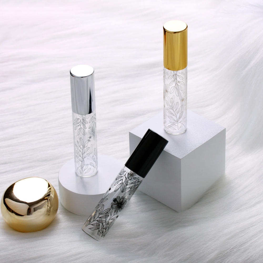 Lọ Đựng Nước Hoa Bằng Kính Họa Tiết Chiếc Lá 10ml