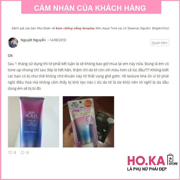 Kem Chống Nắng Skin Aqua Tone Up, Kem Chống Nắng Cho Da Dầu Body Toàn Thân Nâng Tone  SPF 50 Dạng Tinh Chất - HOKA STORE