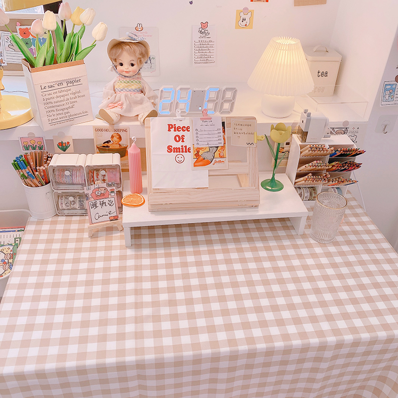 Nữ sinh yushi * ins màu trà sữa phong cách Hàn Quốc, khăn trải bàn, bàn làm việc, bàn, vải, Bàn Máy Tính nhẹ nhàng