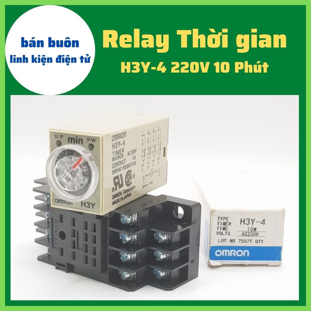 Relay thời Gian H3Y-4 220V 10M, rơ le thời gian, timer hẹn giờ. H3Y-4/H3Y-2