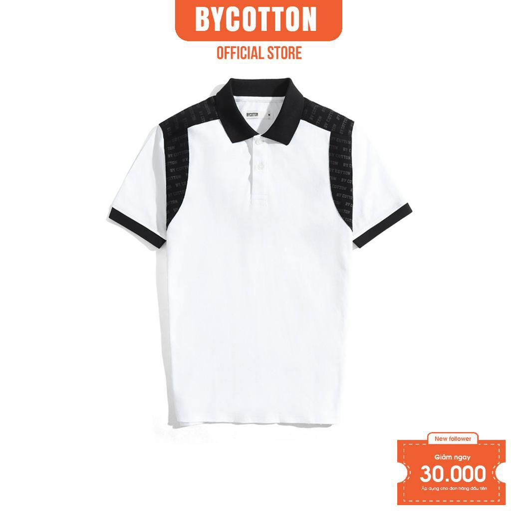 Áo Thun Nam Polo Cao Cấp Có Cổ BY COTTON Phối Vai Trắng Đen