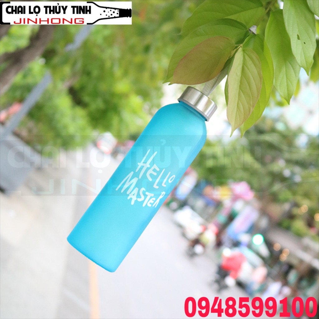 Bình Nước Thủy Tinh Hello Master 500ml Dây xách