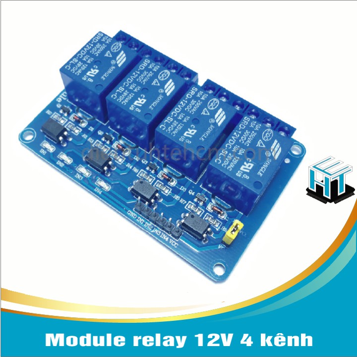 Module relay 12V 4 kênh ,Sử dụng điện áp nuôi 12VDC