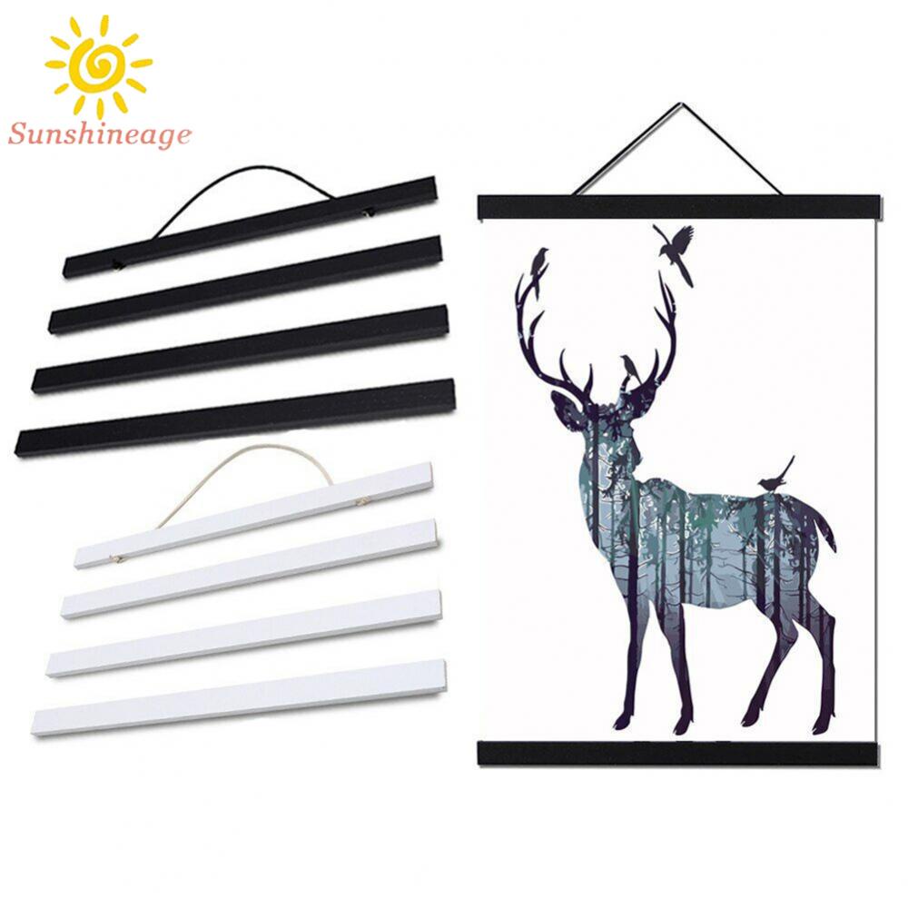2151 cm Magnetic Poster Frame Teak Wooden Hanging Scroll Wall Art Poster Hanger zShPVfI