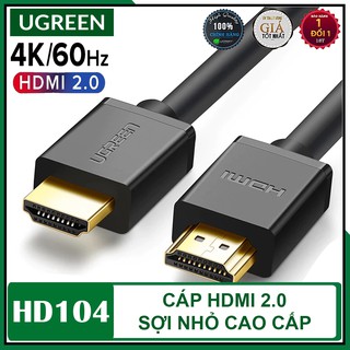 Cáp hdmi 2.0 sợi nhỏ hỗ trợ 4k@60hz cao cấp, ugreen hd104 chính hãng