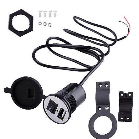 Bộ sạc điện thoại trên xe máy chống nước có công tắc tiêu chuẩn- DTM Store