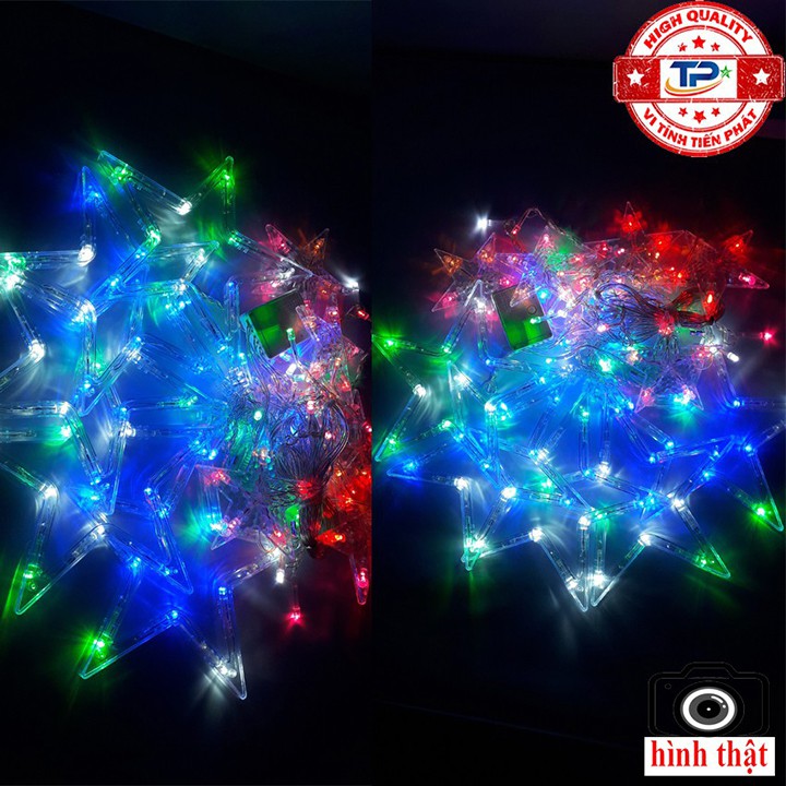 Đèn led hình ngôi sao trang trí nhà cửa nhiều màu có nút chỉnh chế độ, Bộ dây đèn chớp nháy treo thả rèm nhiều màu sắc