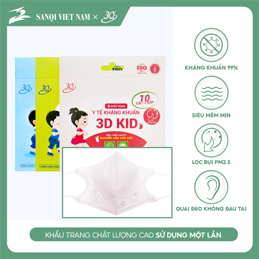 Túi 10 cái Khẩu trang in hình táo cực xinh cho bé từ 2-12 tuổi