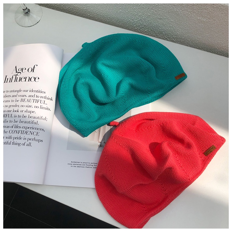 Nón Beret Da Dệt Kim Mỏng Thoáng Khí Phong Cách Nhật Bản Thời Trang Mùa Hè Cho Nữ