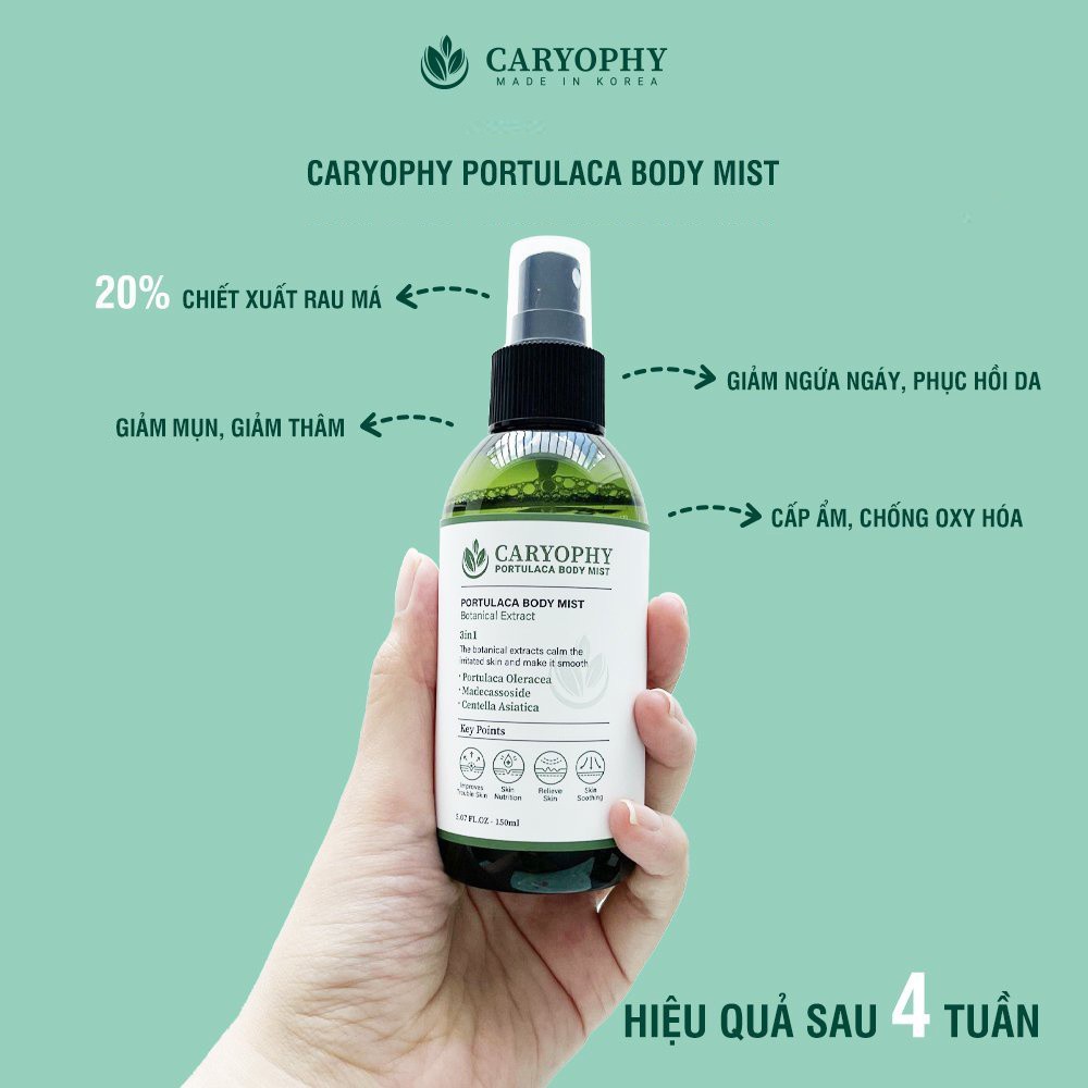 Xịt mụn lưng body mist Caryophy giảm thâm mụn lưng, toàn thân caryophy 150ml
