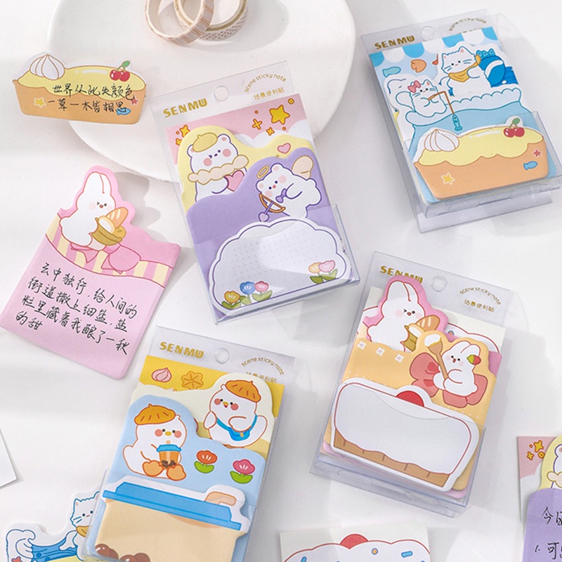 Set 80 tờ giấy ghi chú họa tiết hoạt hình sáng tạo phong cách Nhật Bản