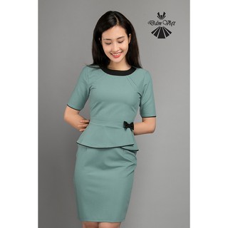 Dv585 - đầm peplum công sở xanh xám