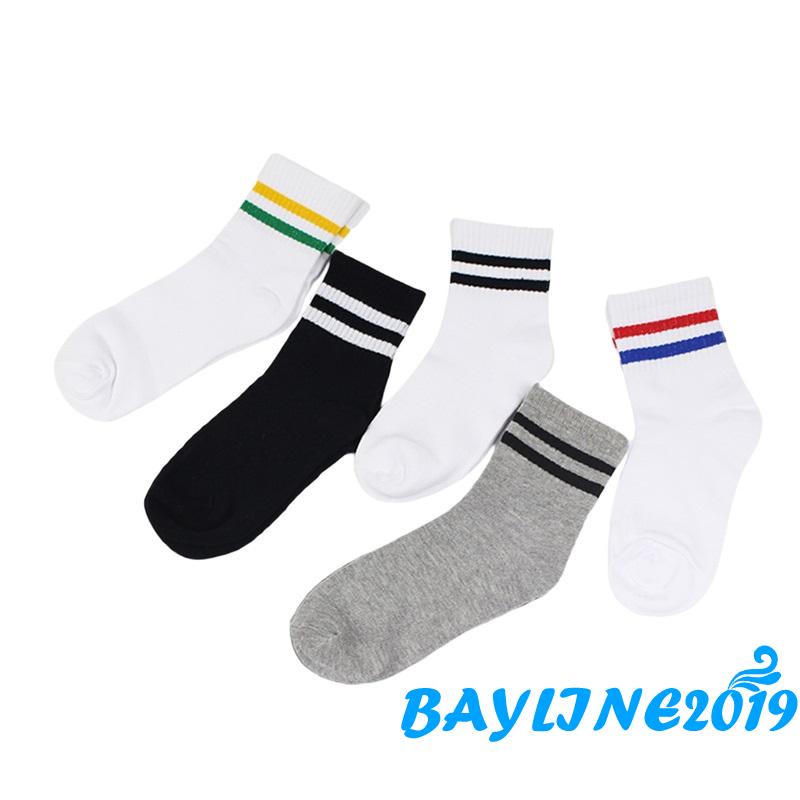 Vớ cotton ngắn thoáng khí họa tiết kẻ sọc phong cách thể thao thời trang cho nữ