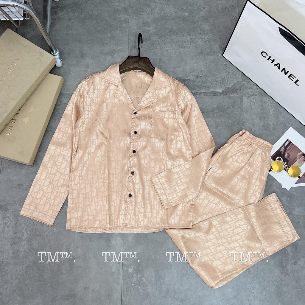 Bộ Đồ Ngủ Dài Tay Chất Lụa Gấm Cao Cấp, Bộ Đồ Pijama Lụa Dài Tay Phù Hợp Cả Nam Và Nữ