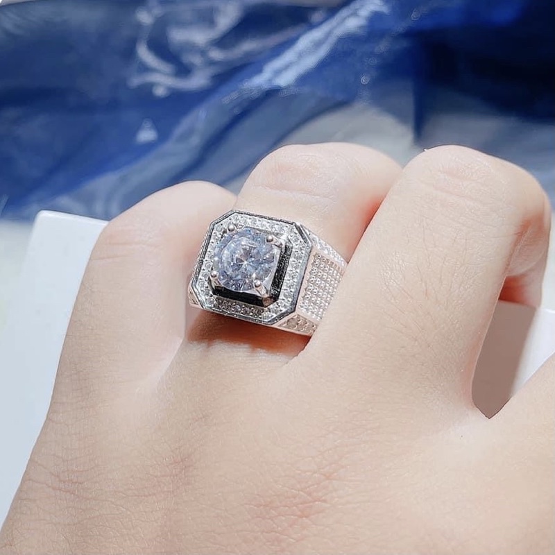 Nhẫn nam Bạc ta dày dặn , sáng bóng - Vàng Bạc Khải Khải