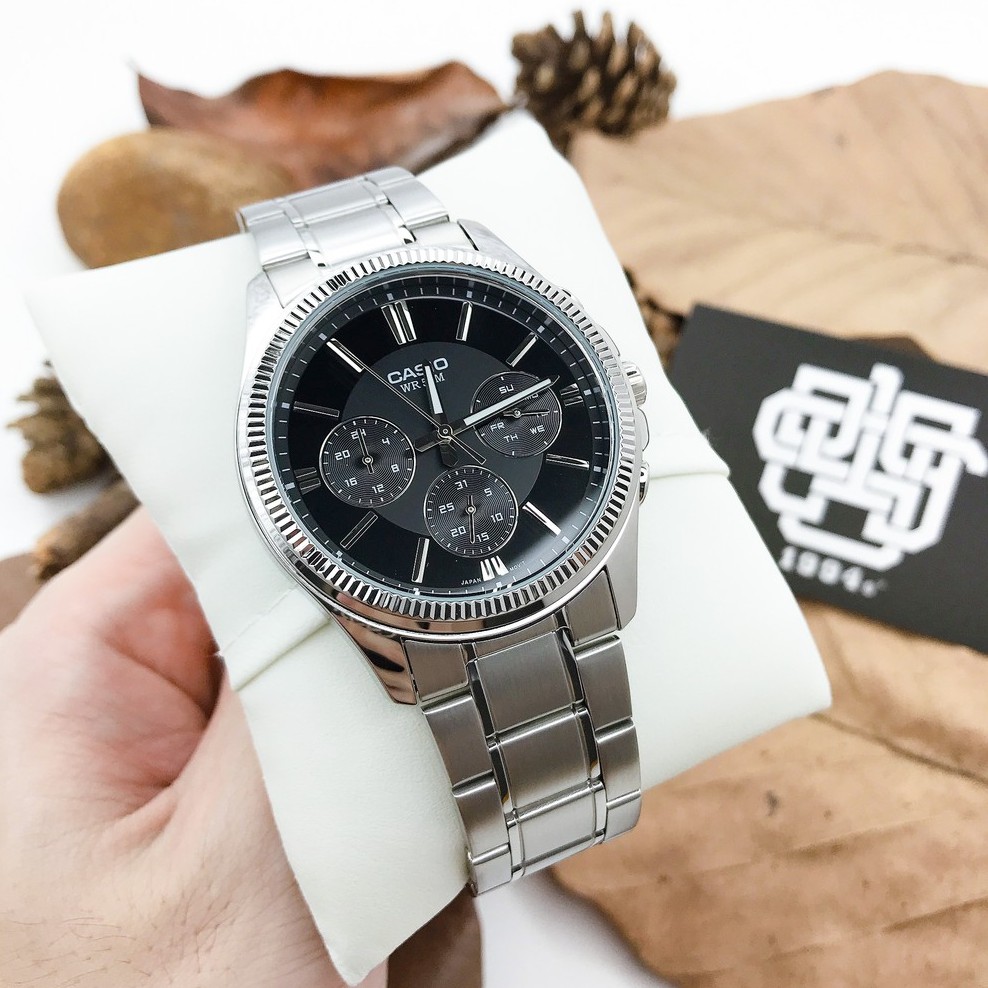 Đồng hồ nam Casio MTP-1375 / MTP-1375D-1A dây thép không gỉ, chống nước 50m, size 42mm, hàng chính hãng