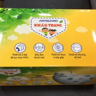(Hộp 50 cái) Khẩu trang anyguard cho bé