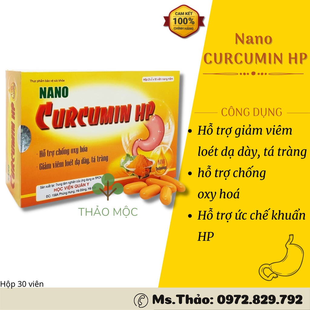 Nano Curcumin Hp - Học Viện Quân Y- Ức Chế Vi Khuẩn HP