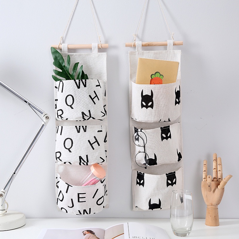 Túi Vải Treo Tường 3 Ngăn Đa Năng, Đựng Đồ Cá Nhân Sáng tạo Tiện Dụng G009