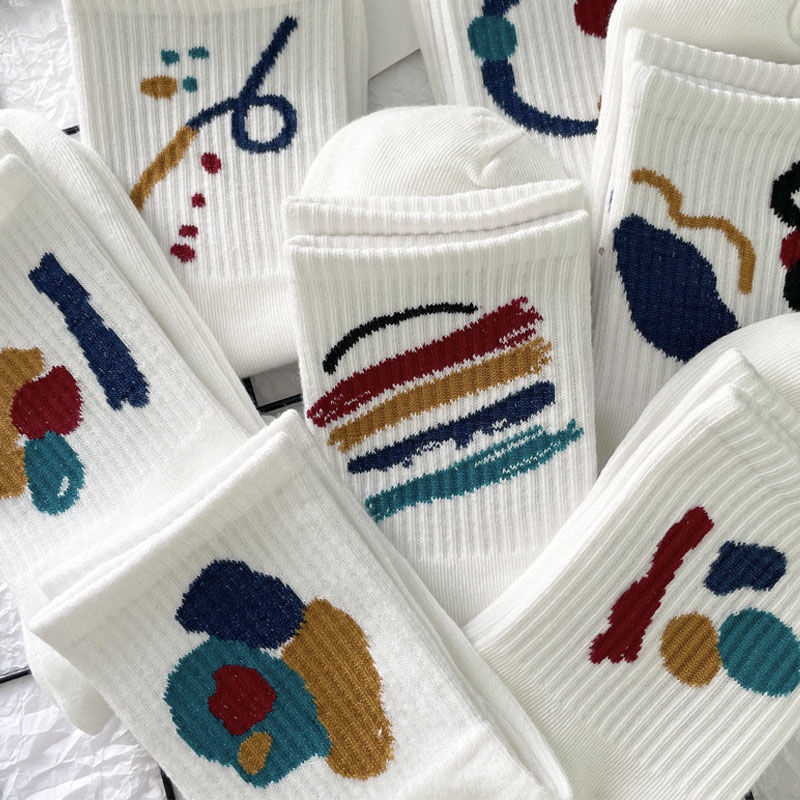 Vớ Ống In Họa Tiết Graffiti Phong Cách Đường Phố Hàn Quốc Nhật Bản Dành Cho Nữ