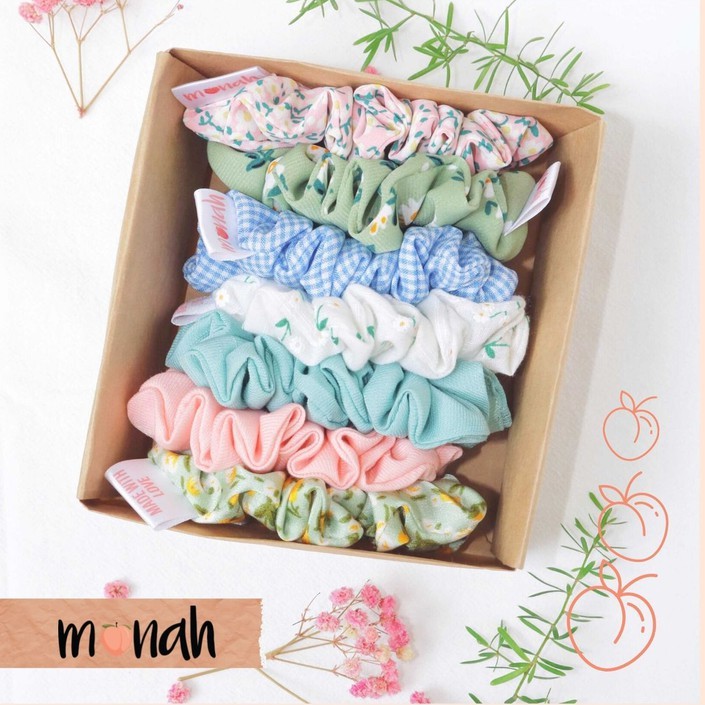 Dây Cột Tóc, Buộc Tóc Scrunchie Mini Hoa Nhỏ Xinh Nhiều Màu Phong Cách Trẻ Trung