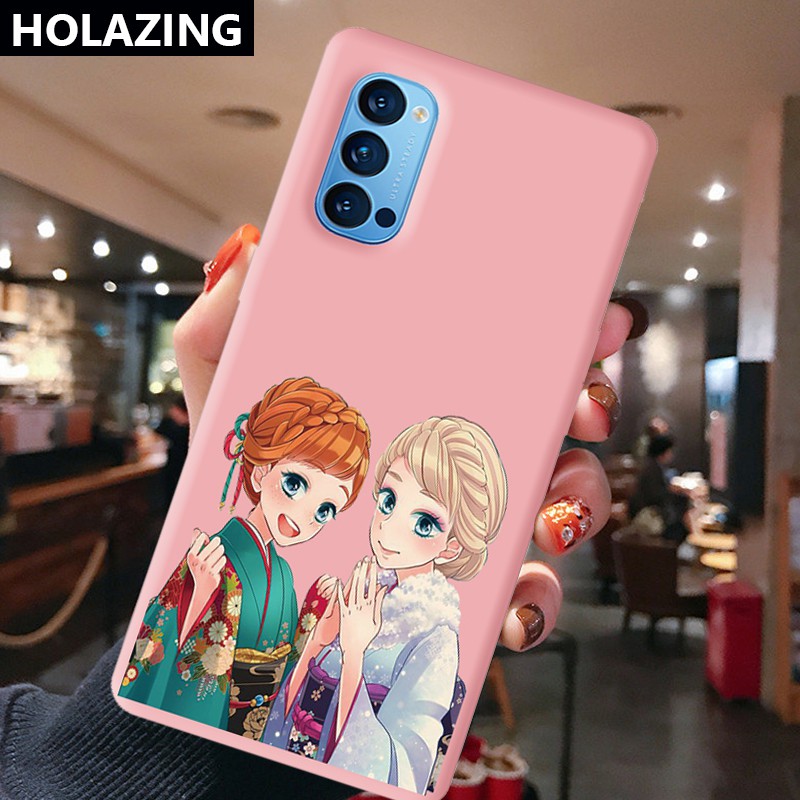 OPPO Reno4 Z 5G Reno2 Z F Reno 5 Pro 3 10x Zoom Ace X2 F11 Pro Candy Color Phone Cases vỏ điện thoại Frozen Elsa and Anna Soft Silicone Cover