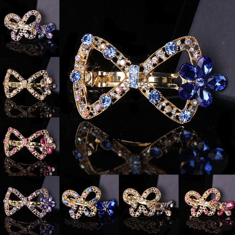 Kẹp Tóc Đuôi Ngựa Đính Đá Pha Lê Nhân Tạo Nhiều Màu Sắc Phong Cách Vintage Pháp Cho Nữ