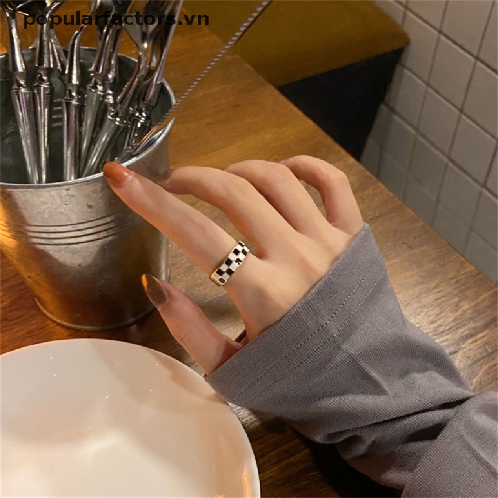 Nhẫn Hở Họa Tiết Caro Phong Cách Hip Hop Thời Trang Cho Nữ