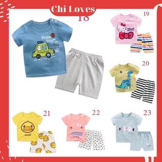Bộ cộc tay cho bé hàng Quảng Châu. Đồ bộ cho bé chất cotton thấm hút mồ hôi tốt (18-23)