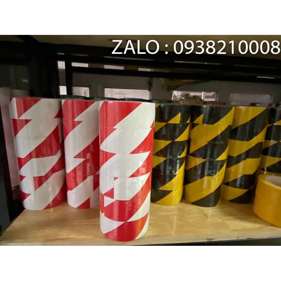 Băng keo dán nền cảnh báo sọc Trắng Đỏ