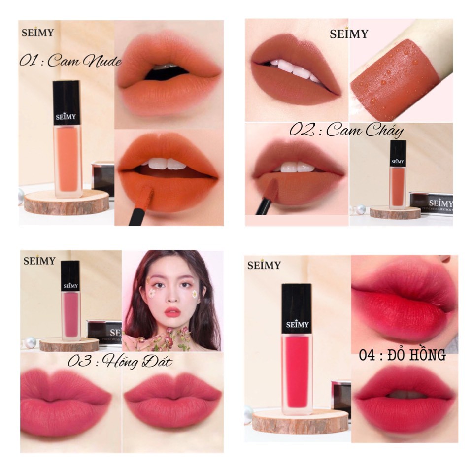 [CHÍNH HÃNG] Son kem lì Seimy - Princess Lipstick Matte - Son thiên nhiên an toàn cho bà bầu, kháng nước, nhiều dưỡng