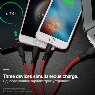 Cáp sạc đa năng Hoco U31 3 đầu Micro USB/Type-C/Lightning